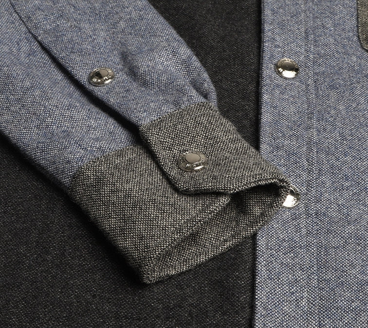 Color-block Jacket | Wool-Cotton Blend | Button Closure