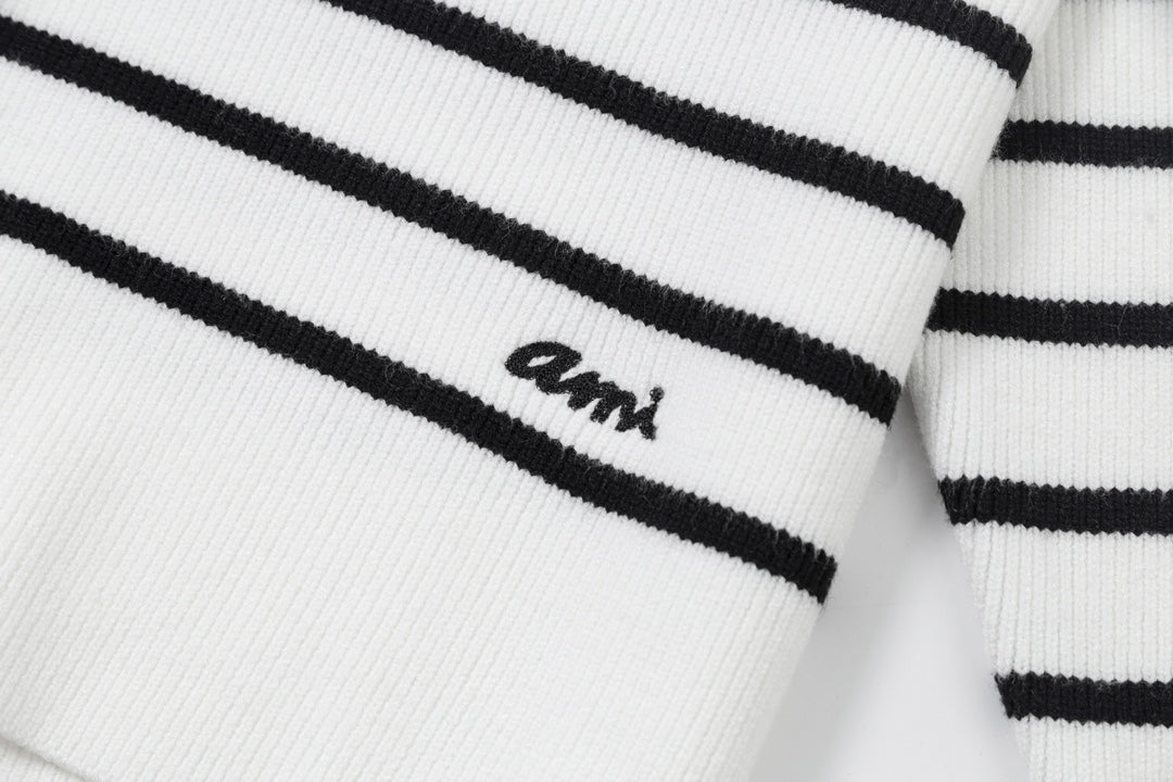 AMI Cotton and wool striped sweater