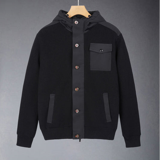Hooded knitted down jacket