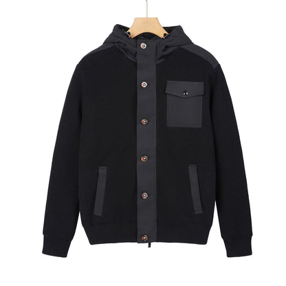 Hooded knitted down jacket
