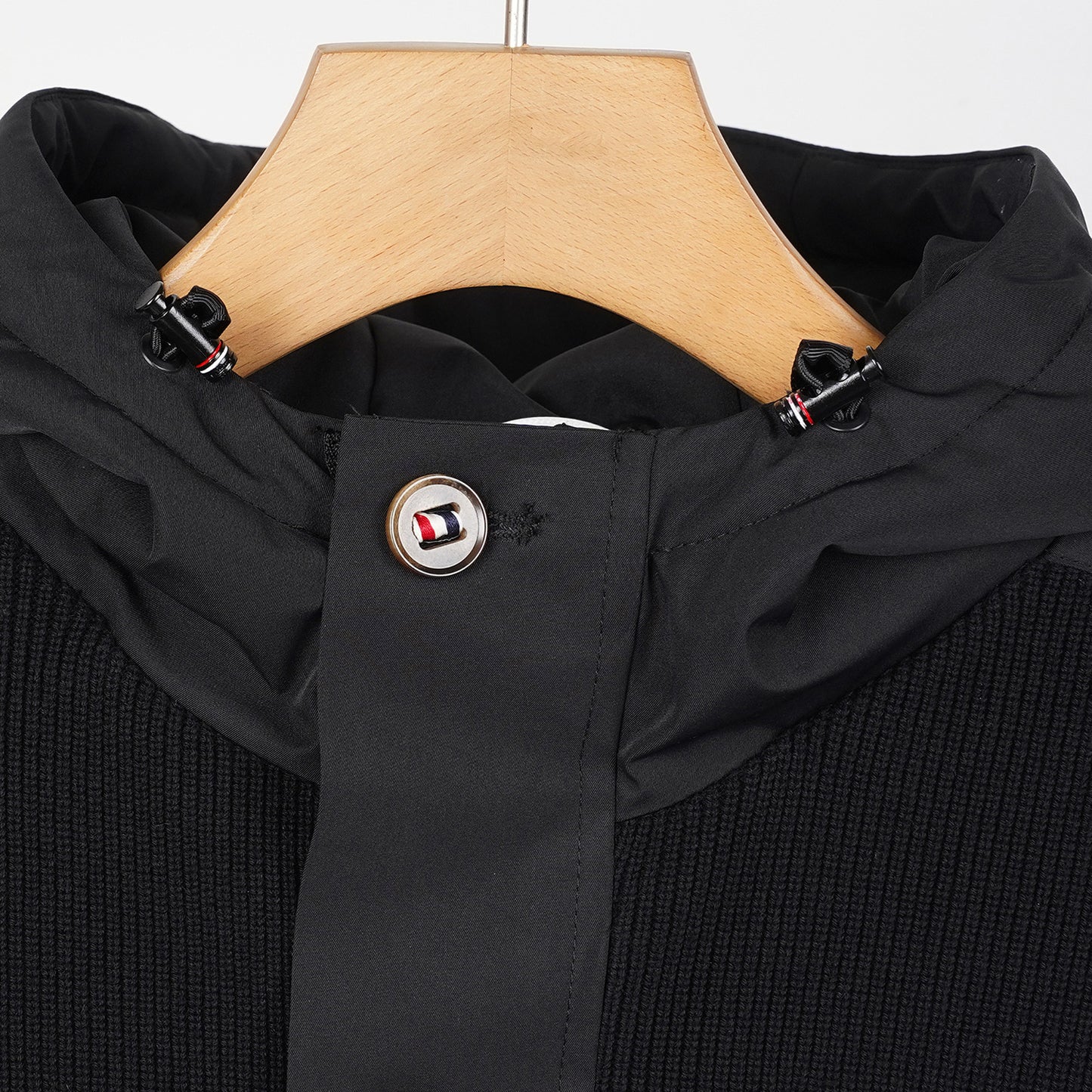 Hooded knitted down jacket