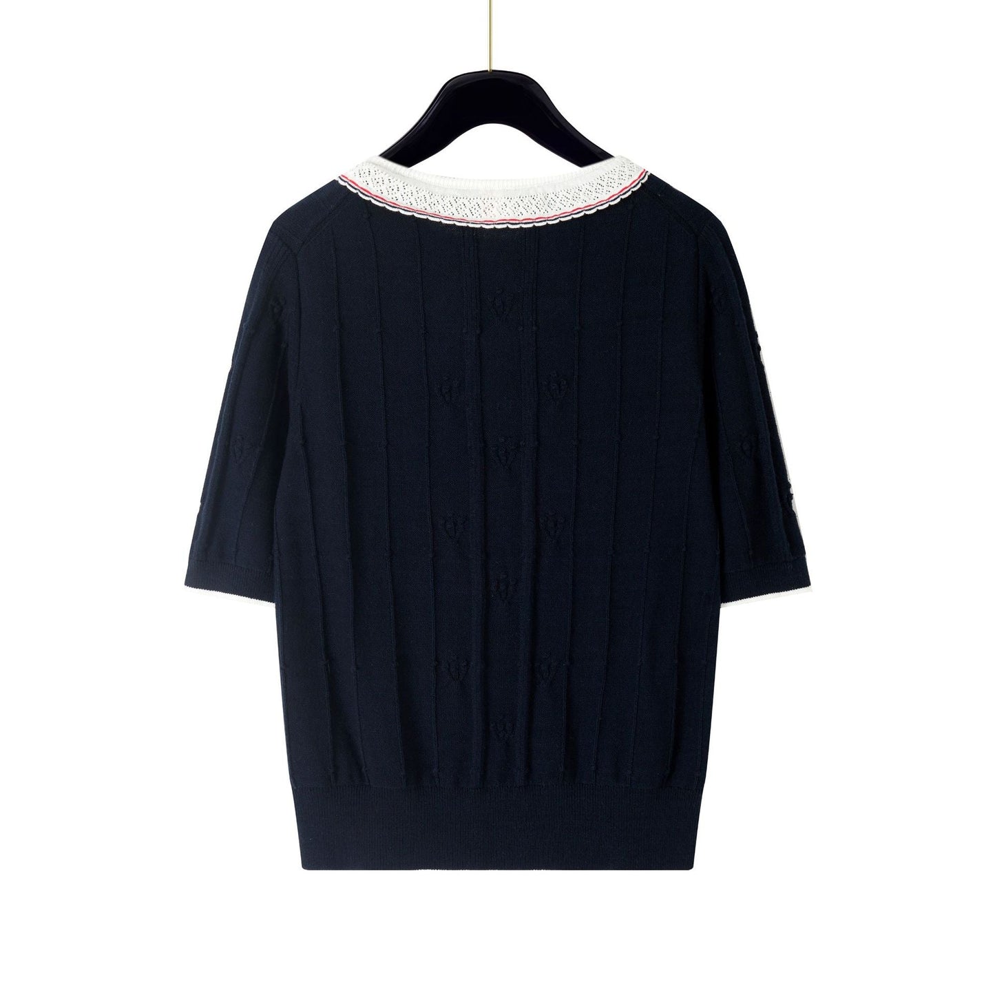 New Lace-Collar Knitted T-Shirt