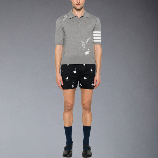 2025  Feather Leaf Knitted POLO Shirt