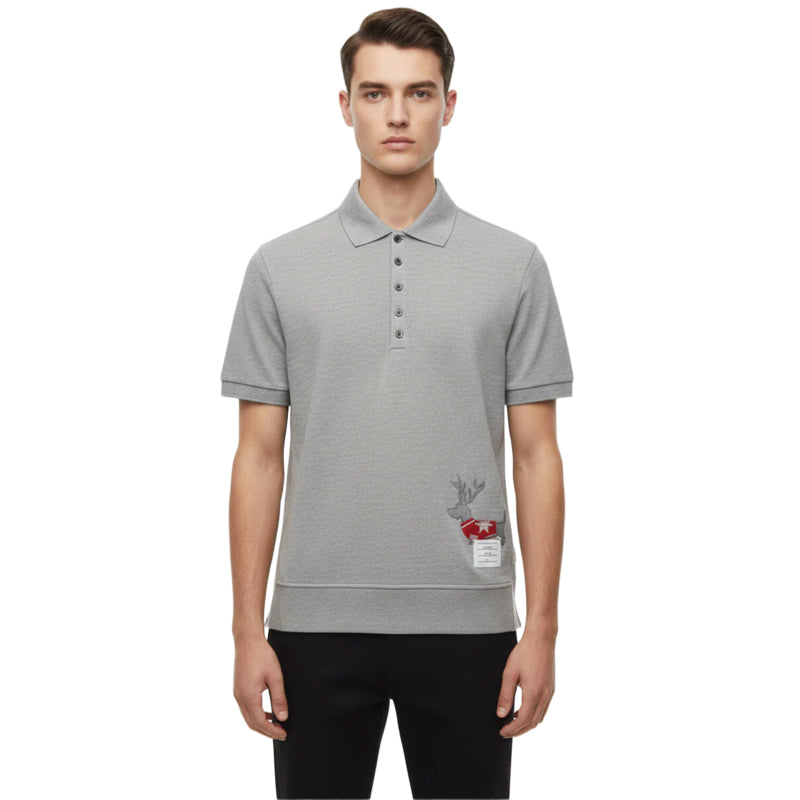 Antlered Puppy Embroidered Polo Shirt