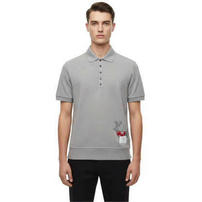 Antlered Puppy Embroidered Polo Shirt