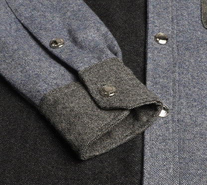 Color-block Jacket | Wool-Cotton Blend | Button Closure