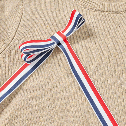 2025 Bow-knitted sweater + short skirt