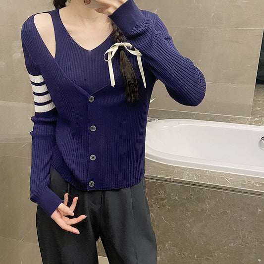 2025 Fake two piece sweater