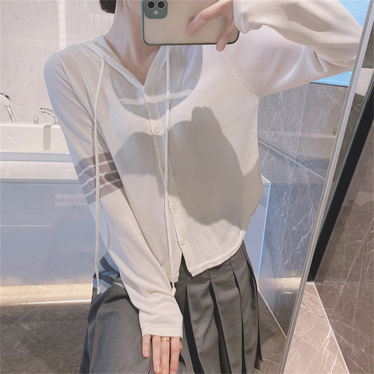 Ice Silk Hooded Cardigan