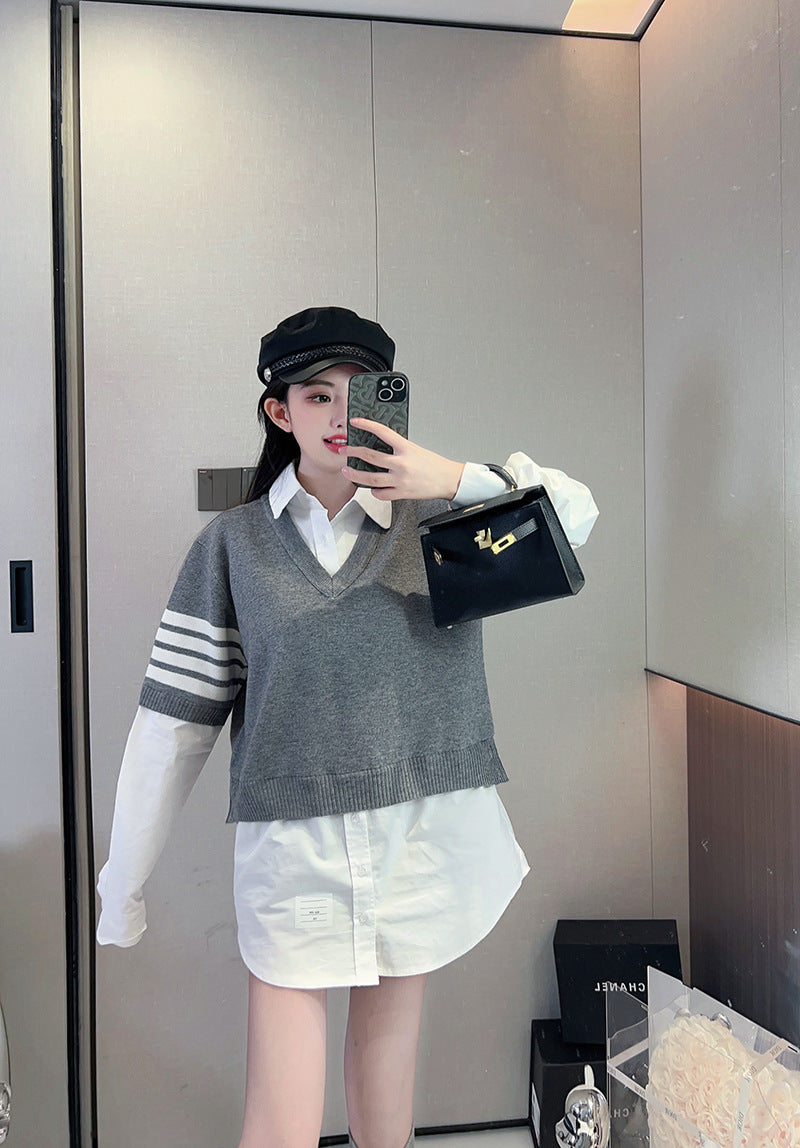TNOM  2025 Fake two piece sweater