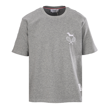 Men's T-Shirt with Puppy and Racket Embroidery