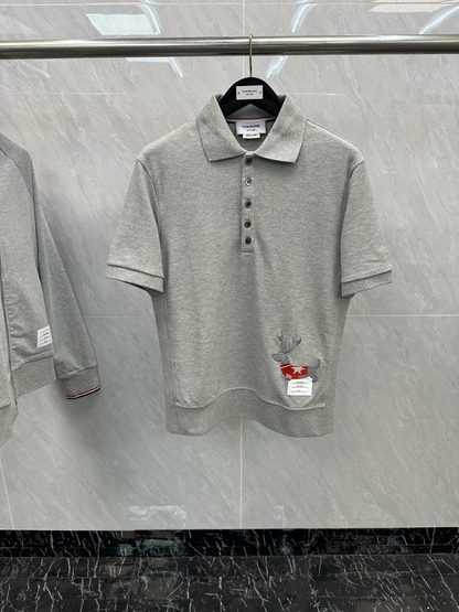 Antlered Puppy Embroidered Polo Shirt