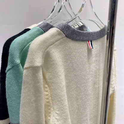 2025 Four-bar wool cardigan