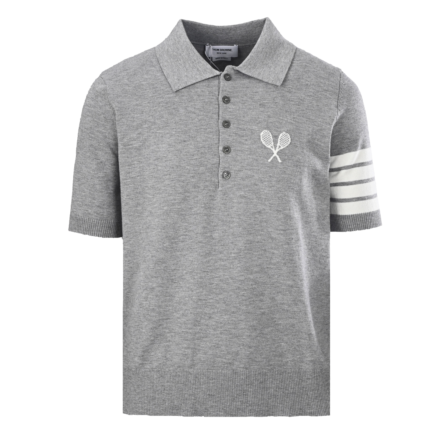Men's Racket-Embroidered Knitted Polo Shirt