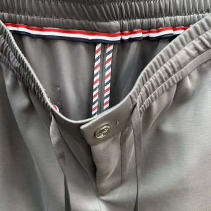 Four-Stripe Tech Fabric Straight-Leg Casual Trousers