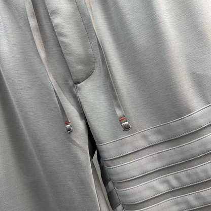 Four-Stripe Tech Fabric Straight-Leg Casual Trousers