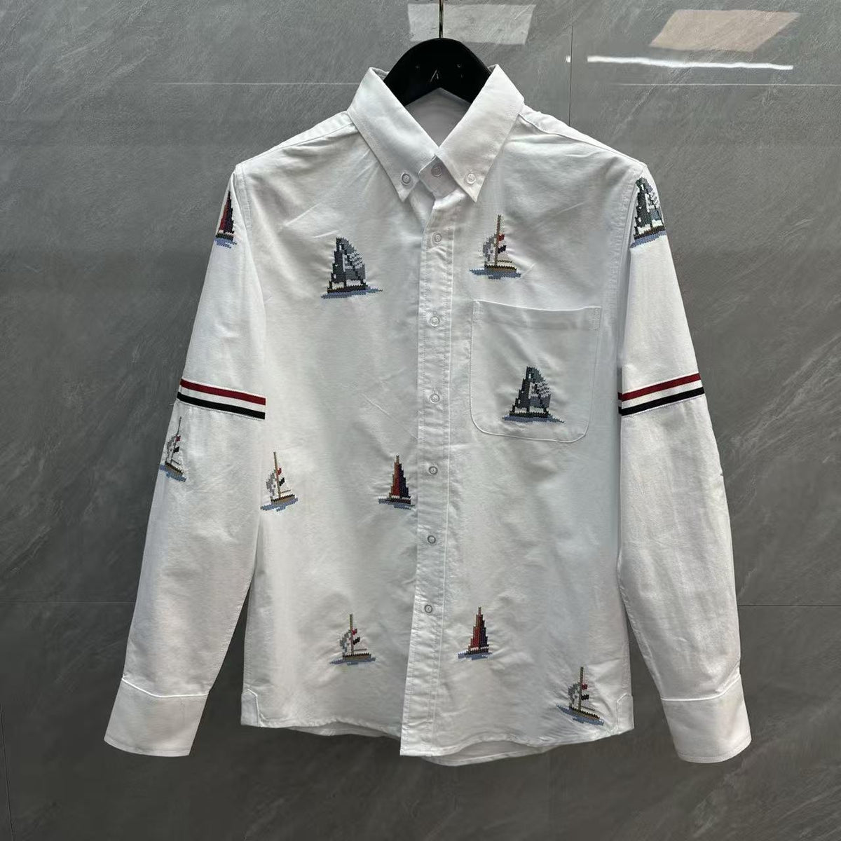 Thom  Men’s Embroidered Business Shirt — 100% Cotton Button-Down Shirt