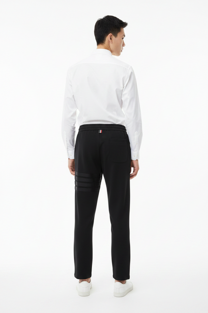Four-Stripe Tech Fabric Straight-Leg Casual Trousers