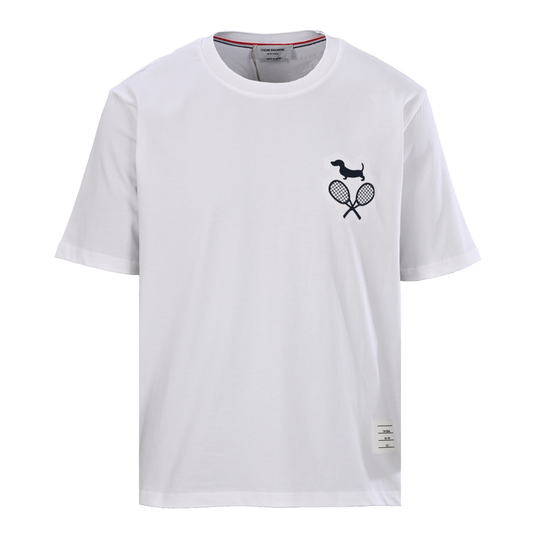 Men's T-Shirt with Puppy and Racket Embroidery
