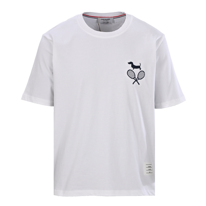 Men's T-Shirt with Puppy and Racket Embroidery