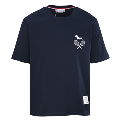 Men's T-Shirt with Puppy and Racket Embroidery