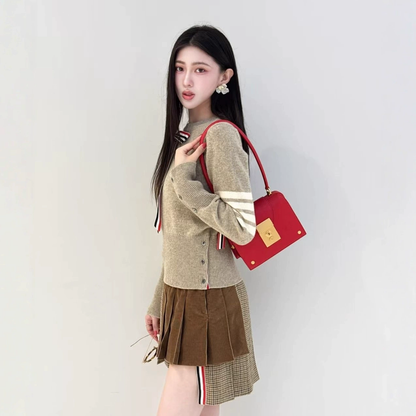 2025 Bow-knitted sweater + short skirt