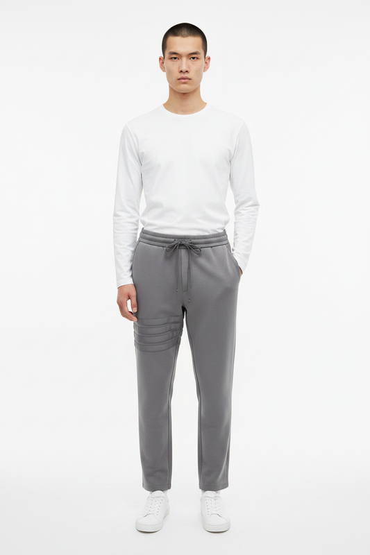 Four-Stripe Tech Fabric Straight-Leg Casual Trousers