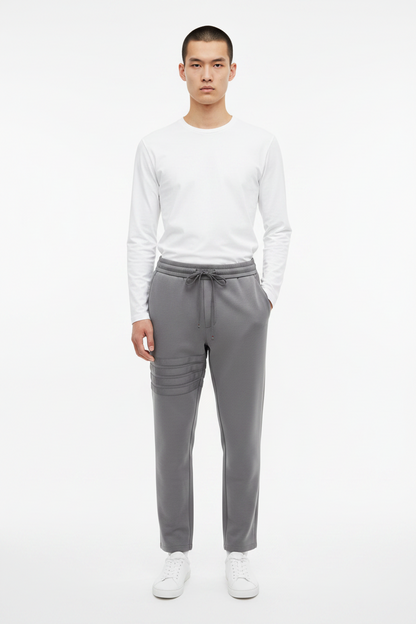 Four-Stripe Tech Fabric Straight-Leg Casual Trousers