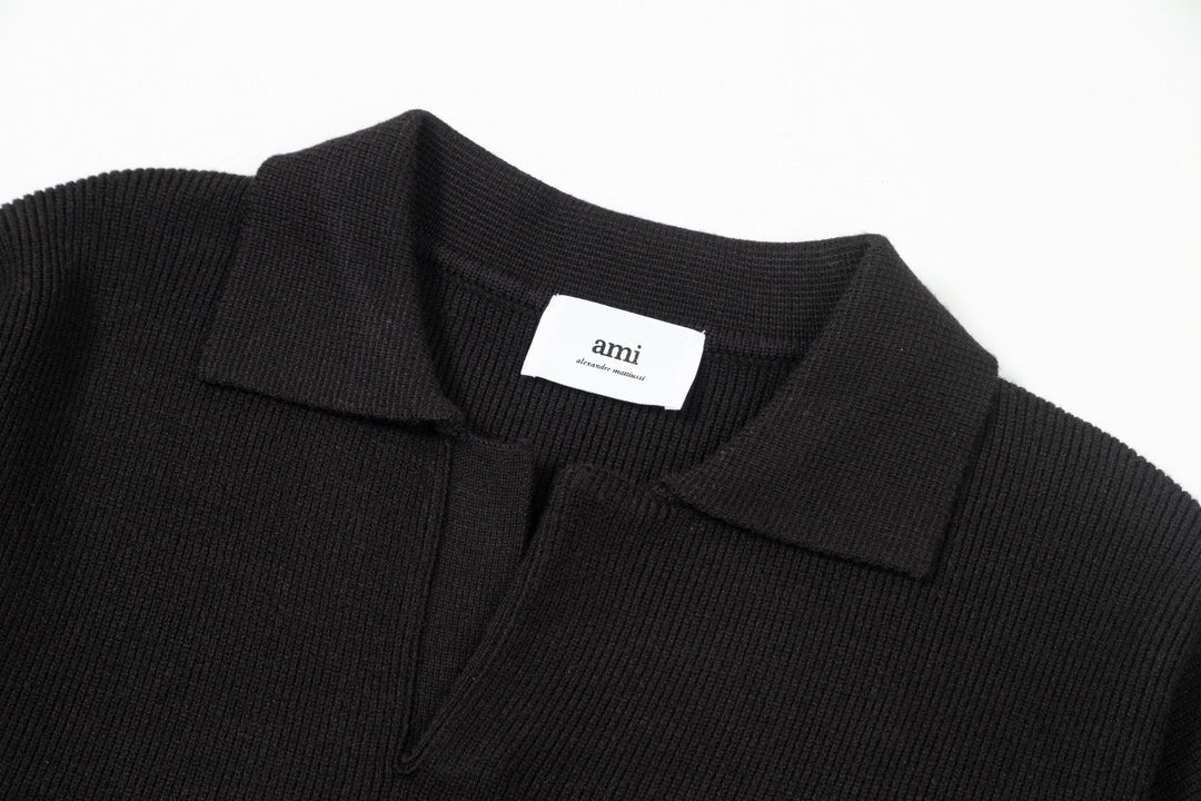 AMI  Cotton and wool blend polo neck sweater