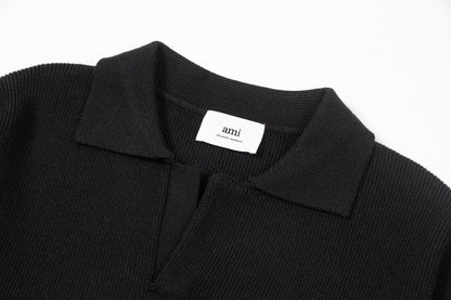 AMI  Cotton and wool blend polo neck sweater