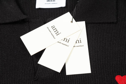 AMI  Cotton and wool blend polo neck sweater