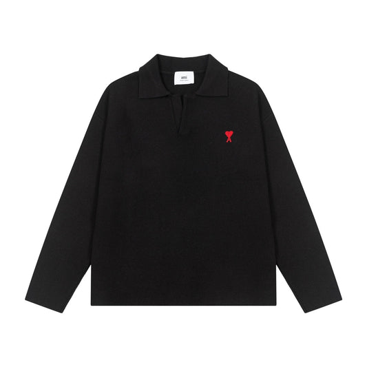 AMI  Cotton and wool blend polo neck sweater