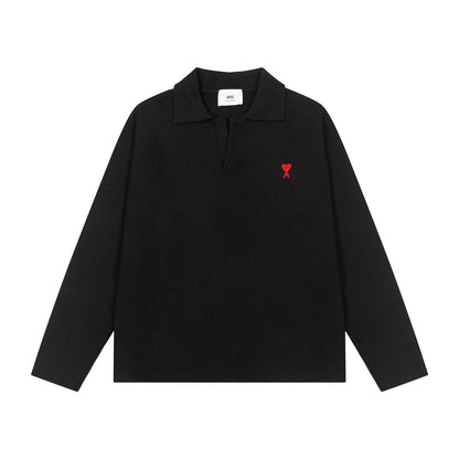 AMI  Cotton and wool blend polo neck sweater