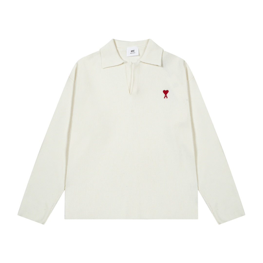 AMI  Cotton and wool blend polo neck sweater