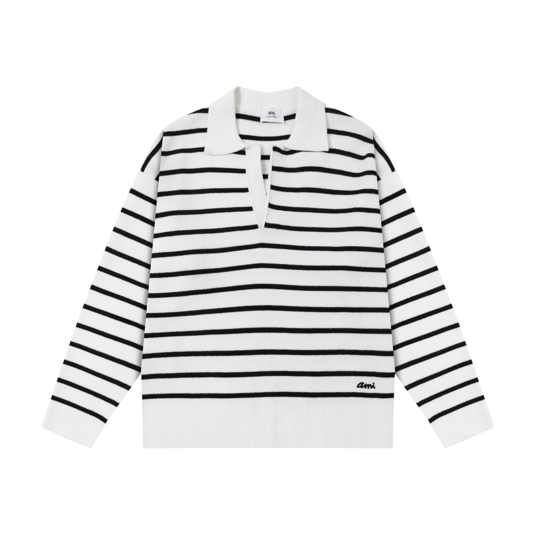 AMI  Cotton and wool striped sweater