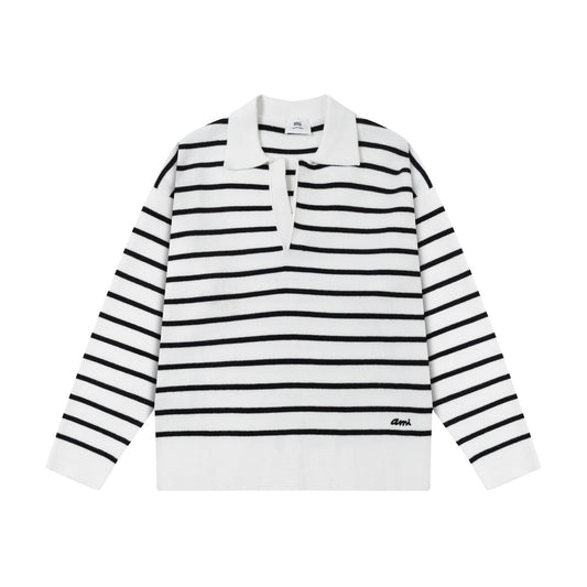 AMI  Cotton and wool striped sweater