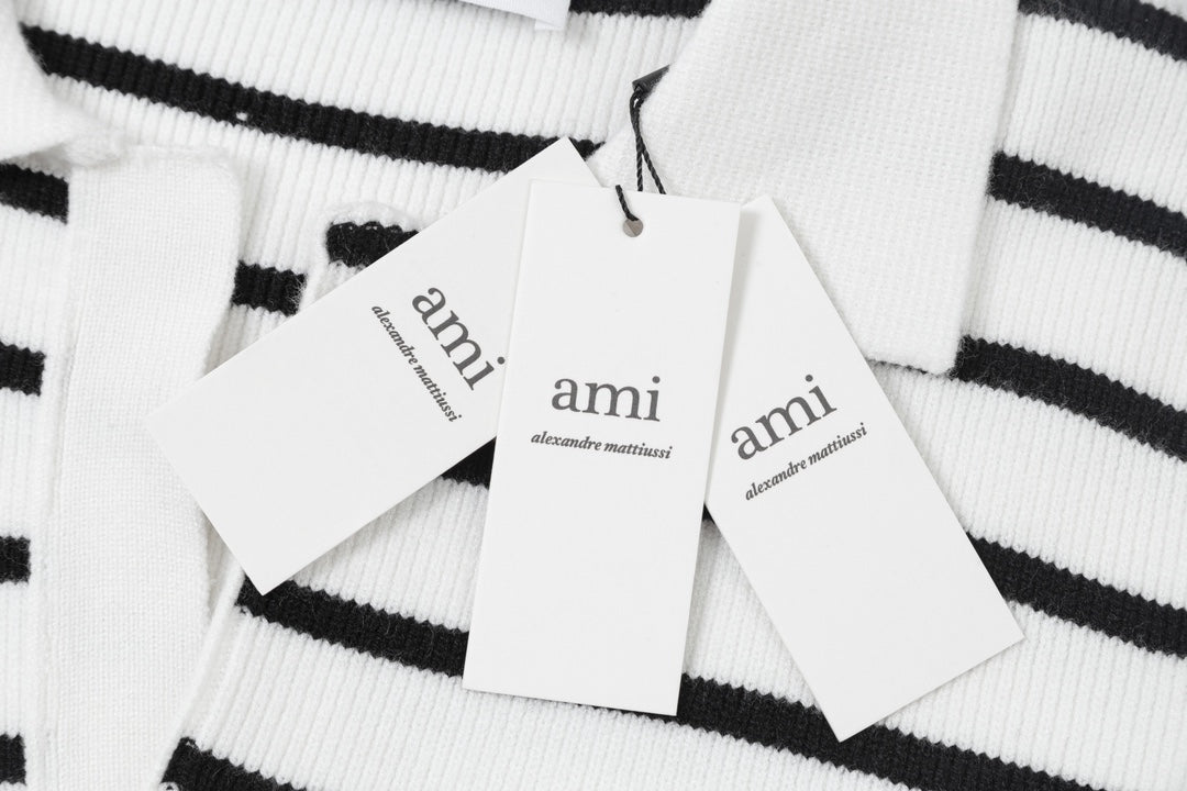 AMI  Cotton and wool striped sweater