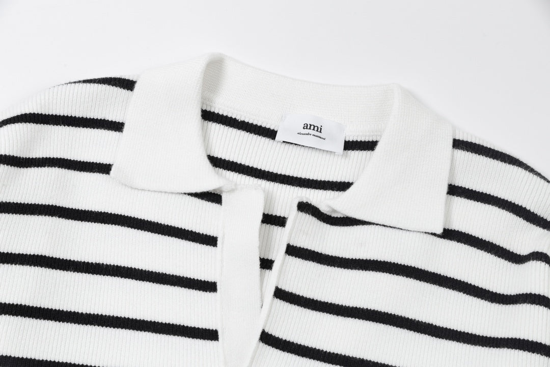 AMI  Cotton and wool striped sweater