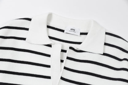 AMI  Cotton and wool striped sweater