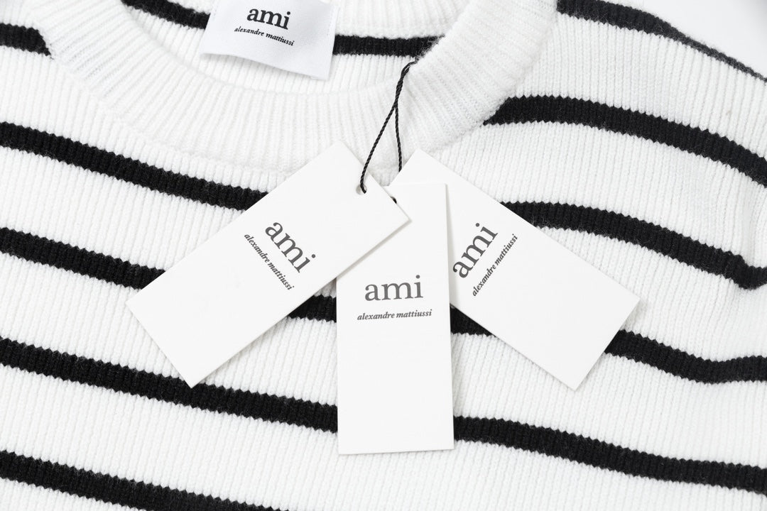 AMI  Cotton and wool striped sweater