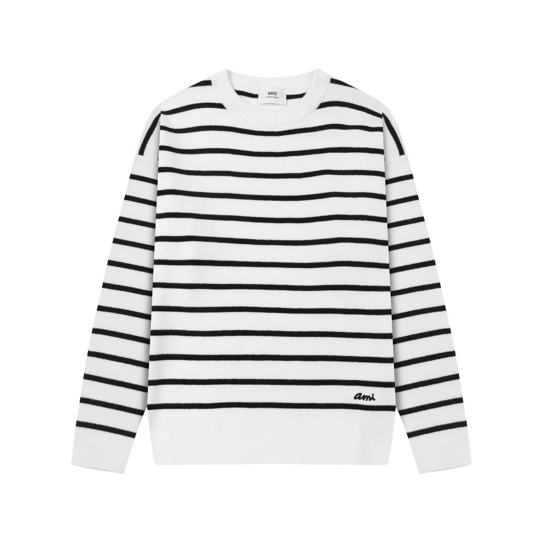 AMI  Cotton and wool striped sweater